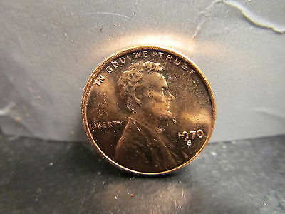 1970-s Ld  Large Date Low 7 Lincoln Memorial Small Cent Mint State Bu Red Penny