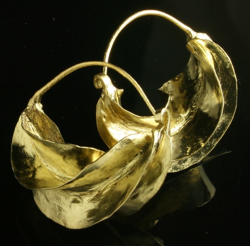 Medium  Fulani Brass Hoop Earrings "kwotene Kange" Peul. African (1 1/4" Wide)